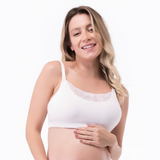 Sostén Lactancia Algodón Semi Encaje Blanco