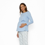Pijama Lactancia Paz Manga Larga Jardín Azul
