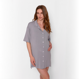 Camisa de Dormir Lactancia Botones Gris