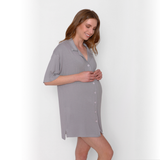 Camisa de Dormir Lactancia Botones Gris