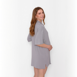 Camisa de Dormir Lactancia Botones Gris