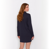Camisa de Dormir Lactancia Botones Manga Larga Azul Marino