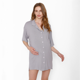 Camisa de Dormir Lactancia Botones Gris