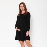 Vestido Lactancia Paz Manga Larga Negro