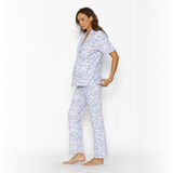 Pijama Lactancia Camisero M/C Flores Lavanda