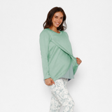 Pijama Lactancia Paz Manga Corta Flores Verde