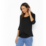 Polera Lactancia Capas Manga 3/4 Negro