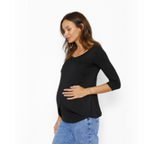 Polera Lactancia Capas Manga 3/4 Negro