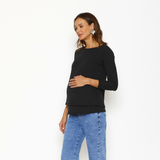 Polera Lactancia Doble Manga Larga Negro
