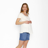 Polera Maternal Ruedo Curvo Viscosa Blanco