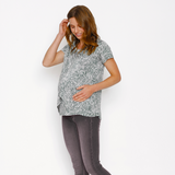 Polera Lactancia Capas Flores fondo Khaki