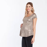 Polera Maternal Ruedo Curvo Dorado Manchas