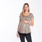 Polera Maternal Ruedo Curvo Dorado Manchas