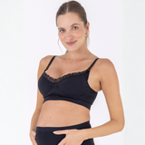Sostén Lactancia Sin Costuras Con Encaje Negro