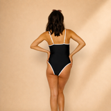 Traje de Baño Maternal Negro Bordes Blancos