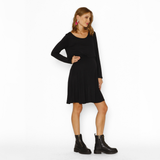 Vestido Lactancia Vuelo Manga Larga Negro