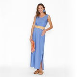 Vestido Lactancia Básico Largo Botones Denim