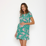 Vestido Lactancia Paz Flores Rosa Fondo Verde