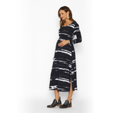 Vestido Maternal Elena Manga Larga Rodillo Negro