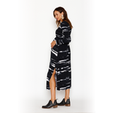 Vestido Maternal Elena Manga Larga Rodillo Negro
