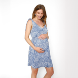 Vestido Lactancia Pía Flores Fondo Índigo