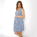 Vestido Lactancia Pía Flores Fondo Índigo