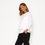 Polera Lactancia Doble Manga Larga Blanco