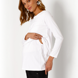 Polera Lactancia Doble Manga Larga Blanco