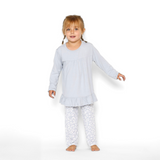 Pijama Niña Manga Larga Leopardo Celeste