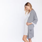 Bata Maternal Kimono Gris
