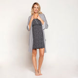 Camisa de Dormir Lactancia Peto Ramitas Azul Damasco