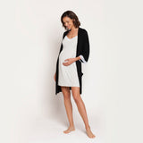 Camisa de Dormir Lactancia Broche Gris Estrellas Azules