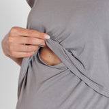 Pijama Maternal Paz Manga Corta Rayas Blancas