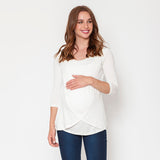 Polera Lactancia Capas Manga 3/4 Blanca