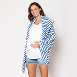 Pañuelo Lactancia Celeste Rayas Blancas