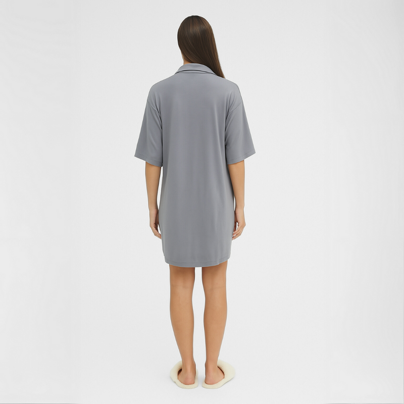 Camisa de Dormir Lactancia Botones Gris