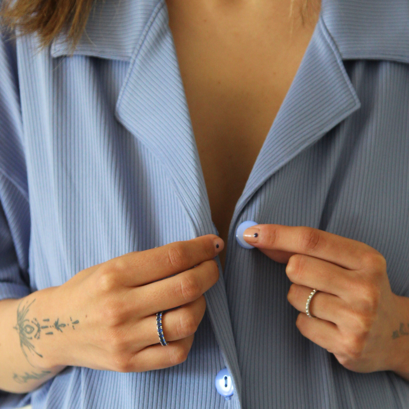 Camisa de Dormir Lactancia Botones Rib Azul Piedra