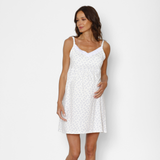 Camisa de Dormir Lactancia Broche Ramitas Celeste