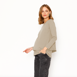 Polera Lactancia Doble Manga Larga Algodón Beige
