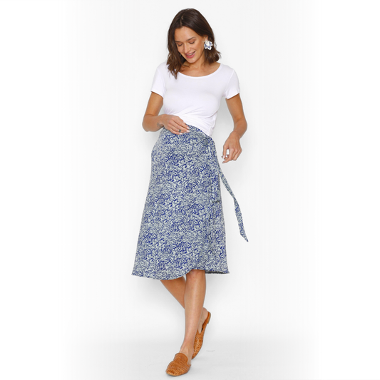 Falda Pareo Maternal Midi Celeste Verde