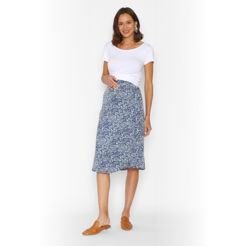 Falda Pareo Maternal Midi Celeste Verde