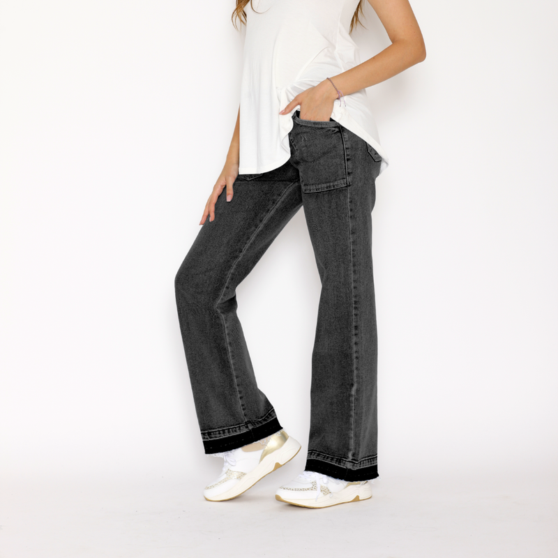 Jeans Maternal Cargo Negro