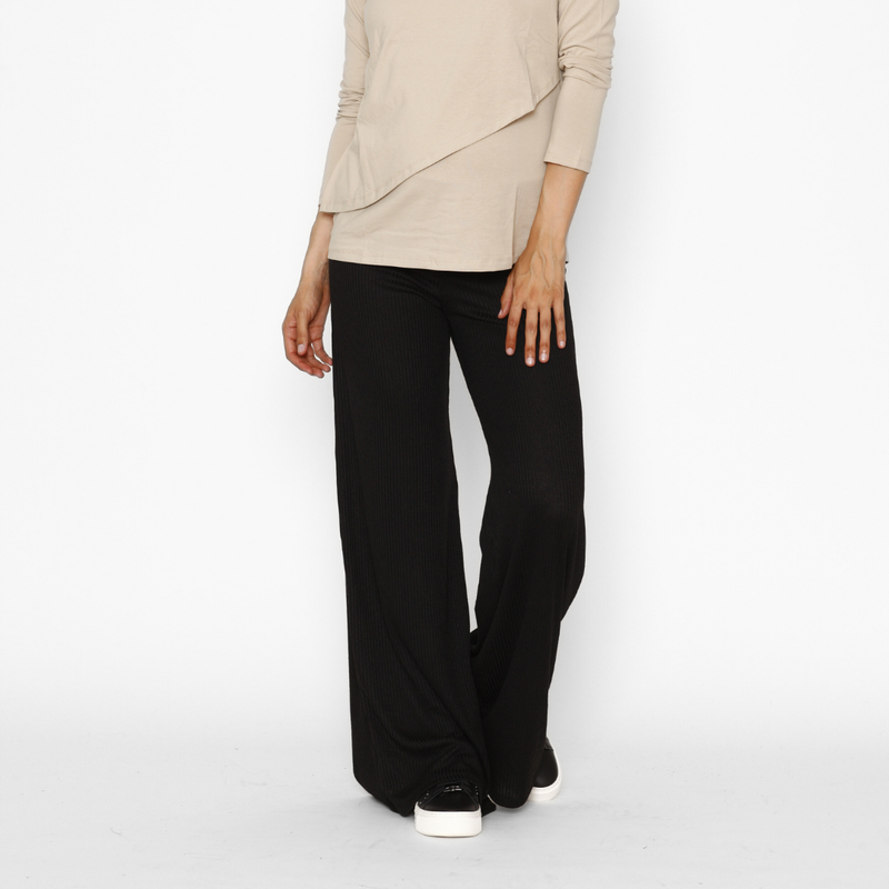Pantalón Maternal Ancho Lanilla Negro