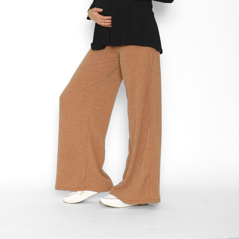 Pantalón Maternal Ancho Lanilla Beige