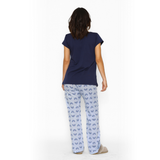 Pijama Lactancia Paz Manga Corta Pétalos Azul