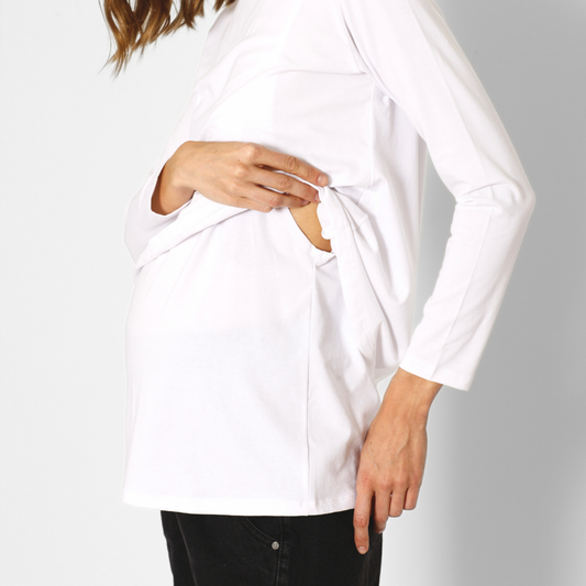 Polera Lactancia Doble Manga Larga Blanco