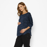 Polera Maternal Manga Codo Invierno Cebra Azul