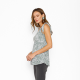 Polera Lactancia Pia Flores Fondo Khaki