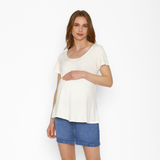 Polera Maternal Ruedo Curvo Viscosa Blanco