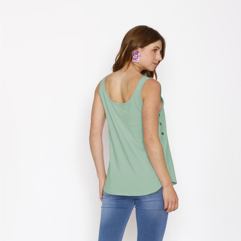 Polera Lactancia Botones Costado Algodón Menta